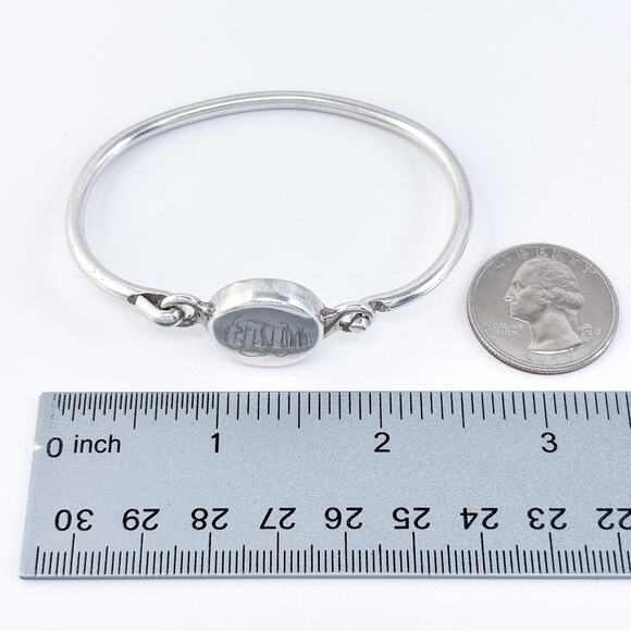 Monogram CJM Hook Bangle Bracelet | Vintage Sterling Silver 925 | 6.5" - Picture 10 of 10
